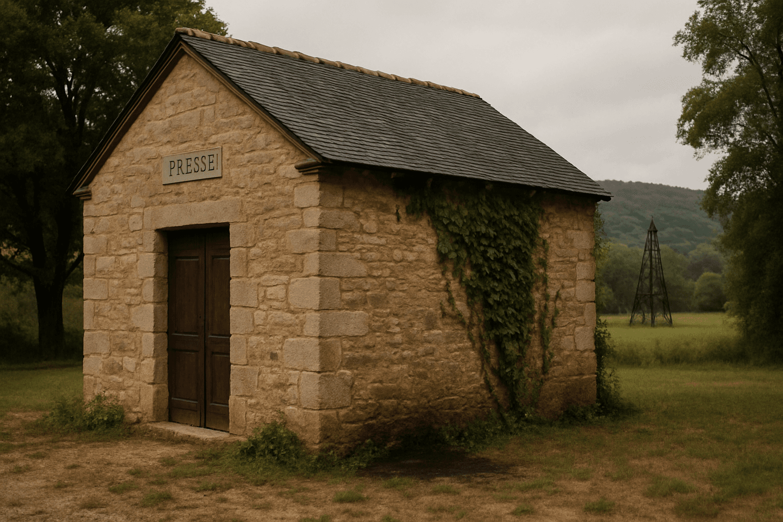 The original 1863 press building at Domaine Carter & Fils